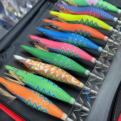 10 x Squidink Squid jigs + Berkley EGI Case