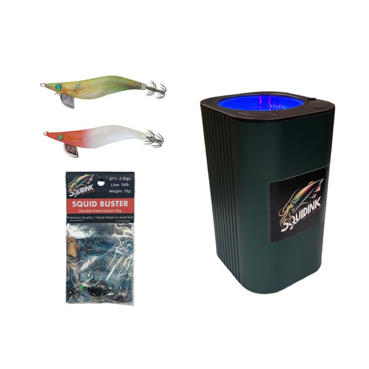 2 x Yamashita Squid Jigs + Squidink UV Squid Jigs/Lure Rechargeable Light Box + Squidink Double Rig