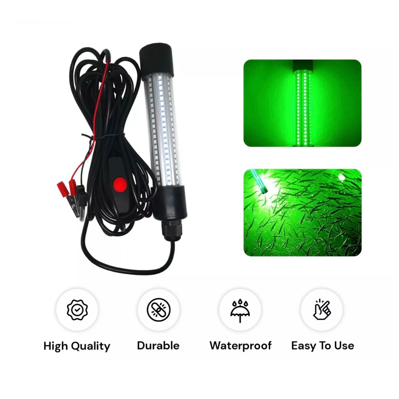 1200 LM 12V LED Green Underwater Squid Light